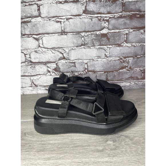 Suzanne Rae Black Synthetic Ankle Strap Platform Wedge Sandals Women Sz 40EU/9.5 - Picture 4 of 16